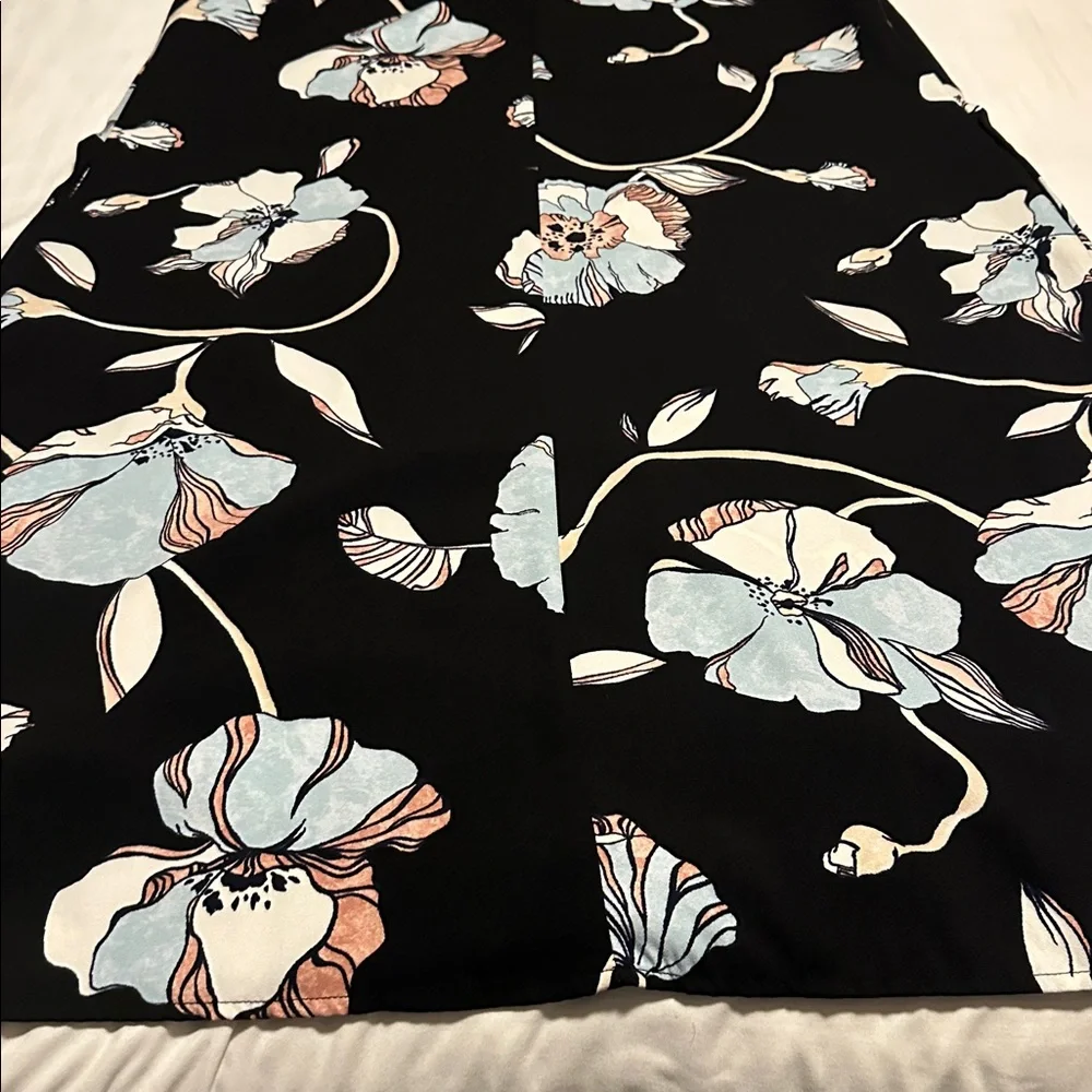 A New Day Black Dress with Blue and White Floral Design